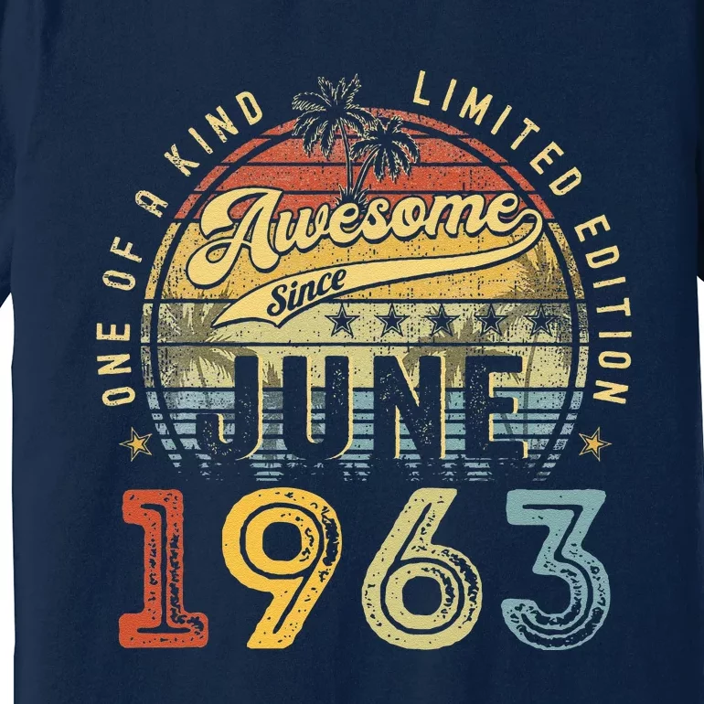 Awesome Since June 1963 Vintage 60th Birthday Party Retro Premium T-Shirt