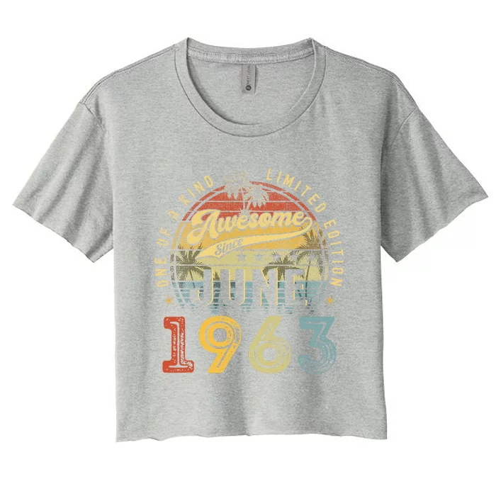 Awesome Since June 1963 Vintage 60th Birthday Party Retro Women's Crop Top Tee