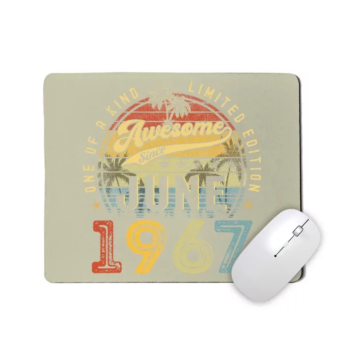 Awesome Since June 1967 Vintage 56th Birthday Party Retro Mousepad