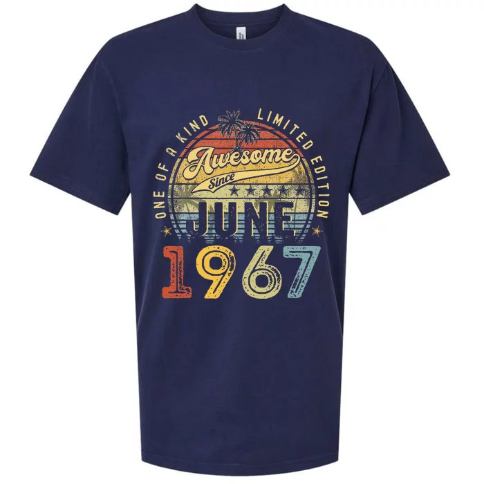 Awesome Since June 1967 Vintage 56th Birthday Party Retro Sueded Cloud Jersey T-Shirt