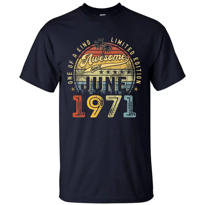 Awesome Since June 1971 Vintage 52nd Birthday Party Retro Tall T-Shirt