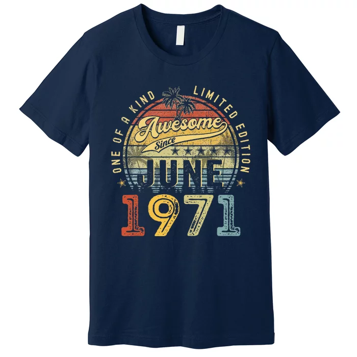 Awesome Since June 1971 Vintage 52nd Birthday Party Retro Premium T-Shirt