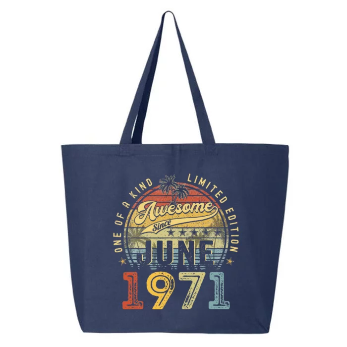 Awesome Since June 1971 Vintage 52nd Birthday Party Retro 25L Jumbo Tote