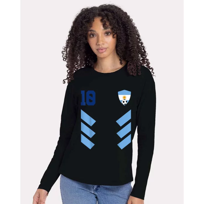 Argentina Soccer Jersey Argentinian Football Shirt Flag Womens Cotton Relaxed Long Sleeve T-Shirt