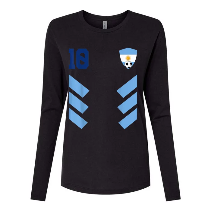 Argentina Soccer Jersey Argentinian Football Shirt Flag Womens Cotton Relaxed Long Sleeve T-Shirt