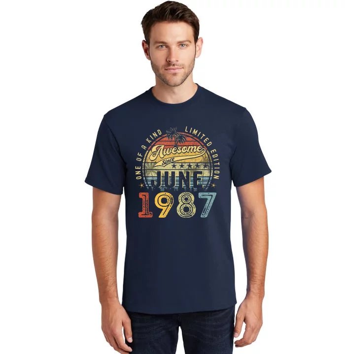 Awesome Since June 1987 Vintage 36th Birthday Party Retro Tall T-Shirt