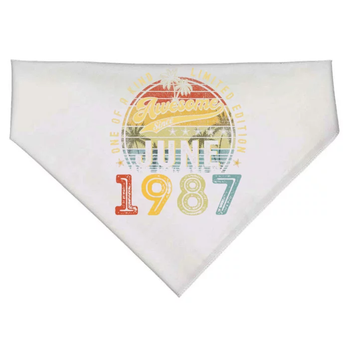 Awesome Since June 1987 Vintage 36th Birthday Party Retro USA-Made Doggie Bandana