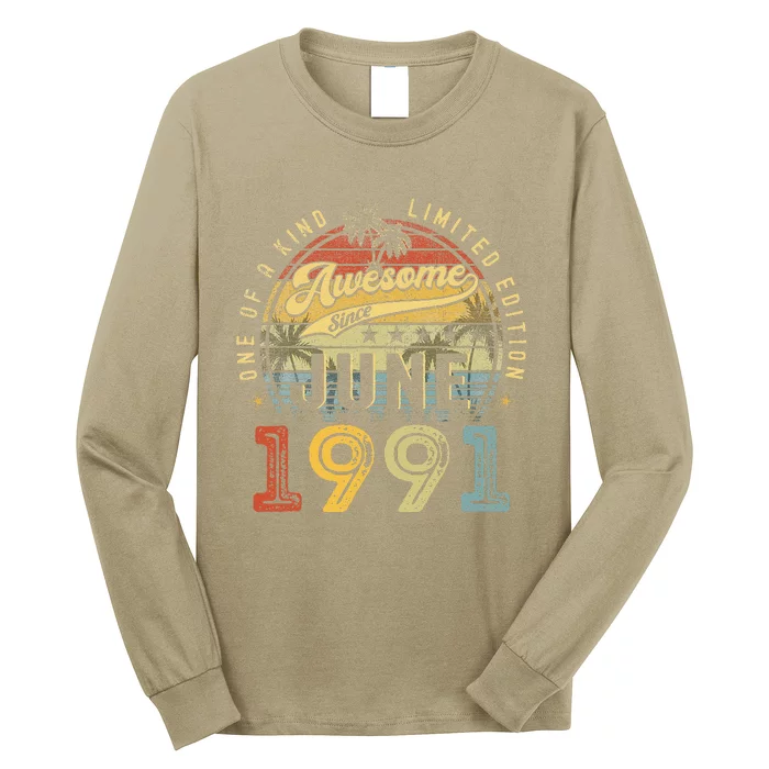 Awesome Since June 1991 Vintage 32nd Birthday Party Retro Long Sleeve Shirt