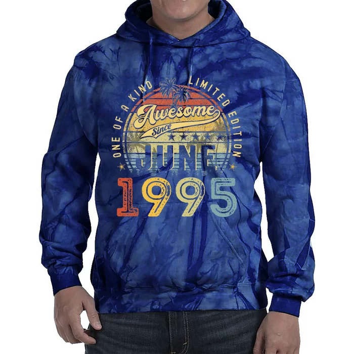 Awesome Since June 1995 Vintage 28th Birthday Party Retro Tie Dye Hoodie