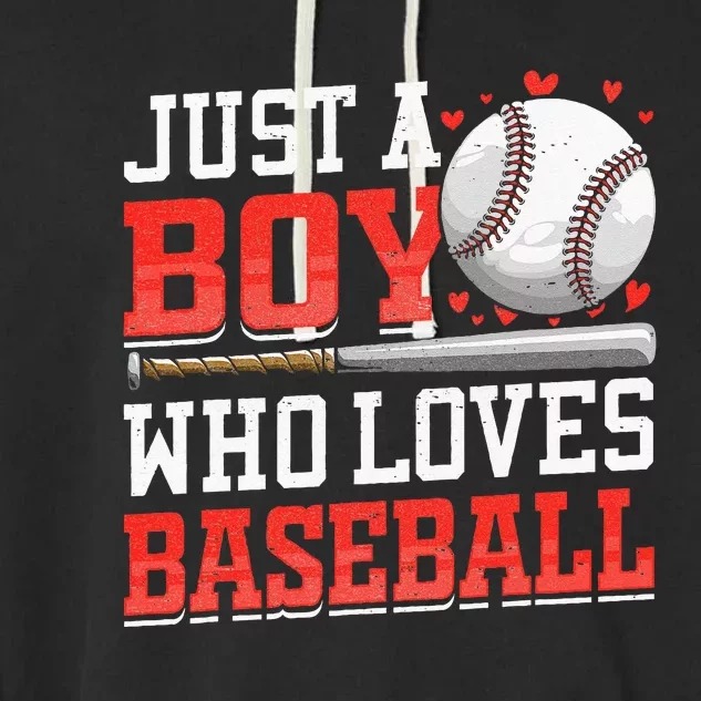 American Sport Just A Boy Who Loves Baseball Gifts For Garment-Dyed Fleece Hoodie