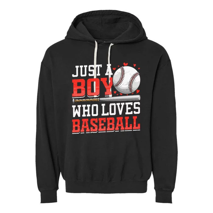 American Sport Just A Boy Who Loves Baseball Gifts For Garment-Dyed Fleece Hoodie