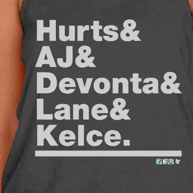 Ampersand Stars Jalen Hurts Aj Brown Devonta Smith Lane Johnson Women's Knotted Racerback Tank