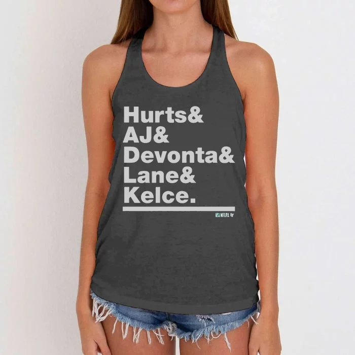 Ampersand Stars Jalen Hurts Aj Brown Devonta Smith Lane Johnson Women's Knotted Racerback Tank