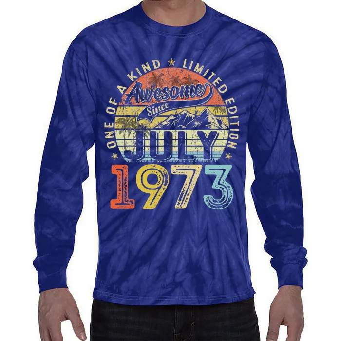 Awesome Since July 1973 Vintage Gifts 50th Birthday Tees Tie-Dye Long Sleeve Shirt