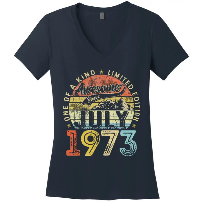 Awesome Since July 1973 Vintage Gifts 50th Birthday Tees Women's V-Neck T-Shirt