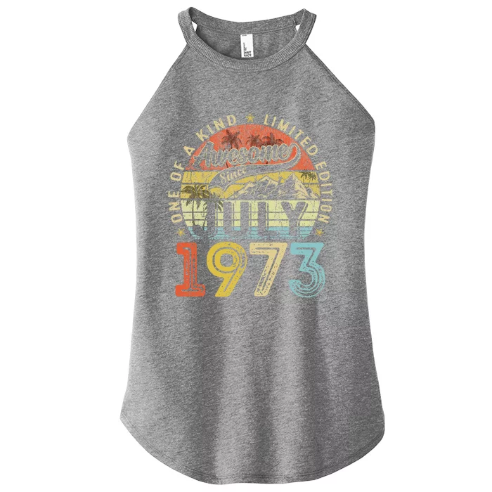 Awesome Since July 1973 Vintage Gifts 50th Birthday Tees Women’s Perfect Tri Rocker Tank