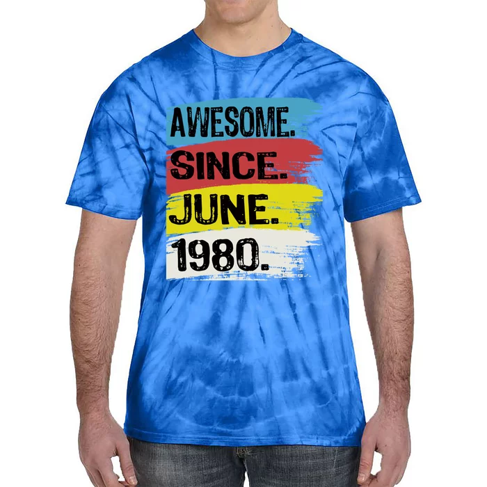 Awesome Since June 1980 Gemini Cancer 43rd Birthday Gift Tie-Dye T-Shirt