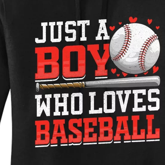 American Sport Just A Bo_y Who Loves Baseball Gifts Women's Pullover Hoodie