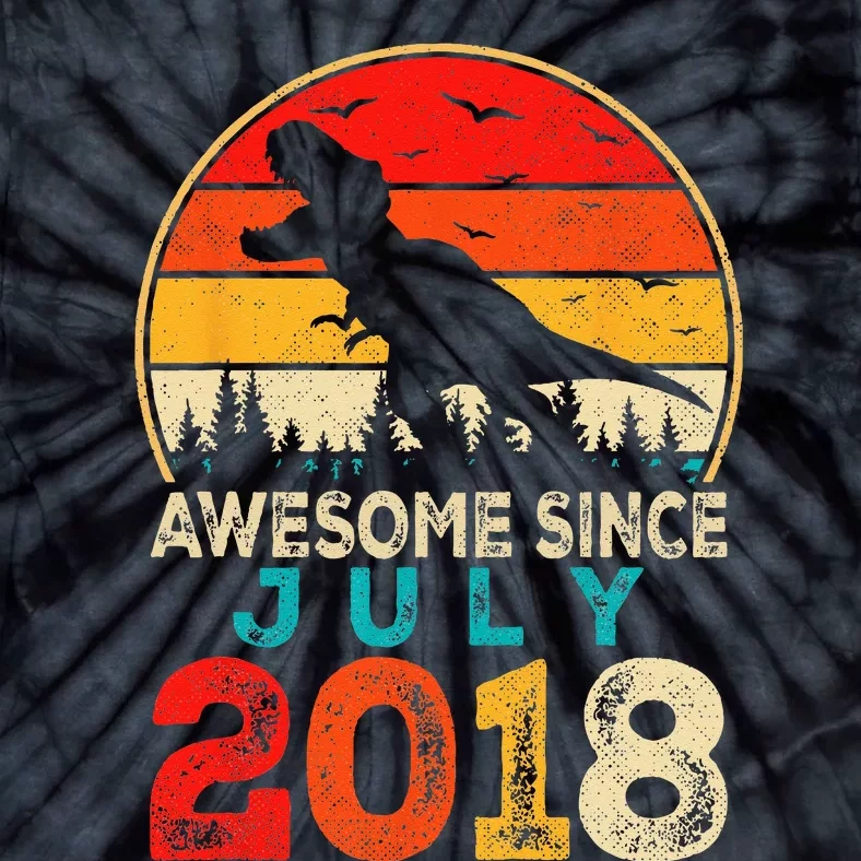 Awesome Since July 2018 5 Years Old 5th Birthday Dino Gift Tie-Dye T-Shirt