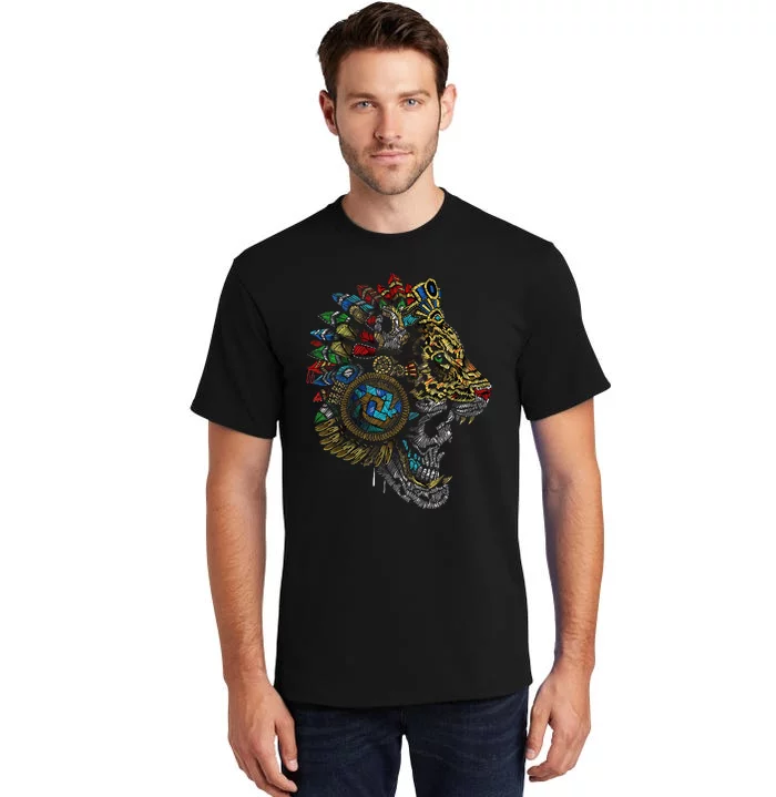 Aztec Skull Jaguar Warrior Mask Ancient Mayan Mythology Tall T-Shirt