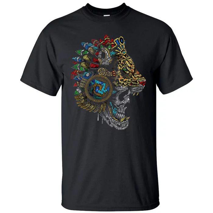 Aztec Skull Jaguar Warrior Mask Ancient Mayan Mythology Tall T-Shirt