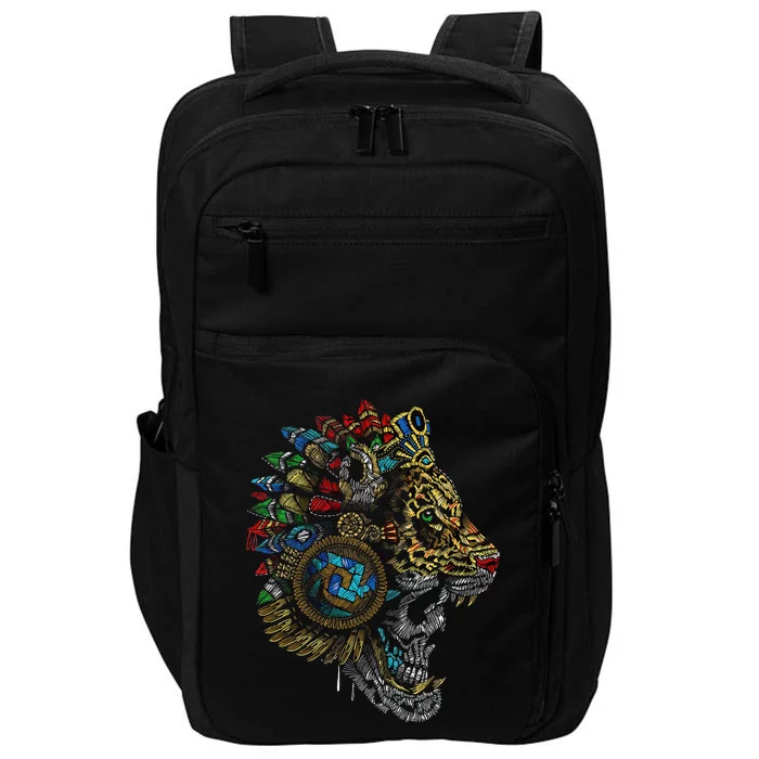 Aztec Skull Jaguar Warrior Mask Ancient Mayan Mythology Impact Tech Backpack