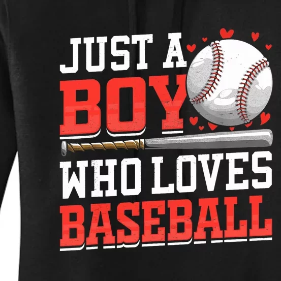 American Sport Just A Boy Who Loves Baseball Gifts For Boy Women's Pullover Hoodie