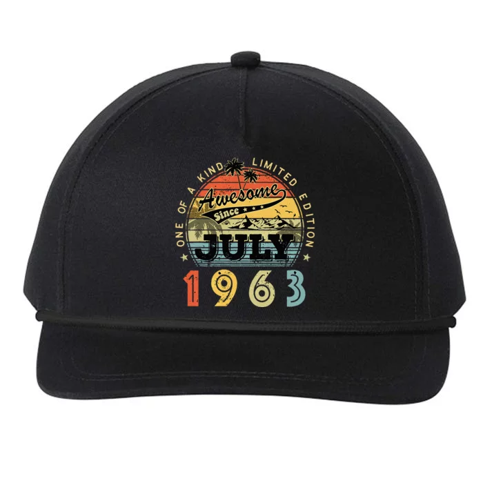 Awesome Since July 1963 Vintage 60th Birthday 60 Years Old Snapback Five-Panel Rope Hat