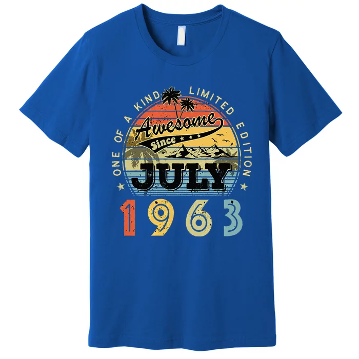 Awesome Since July 1963 Vintage 60th Birthday 60 Years Old Premium T-Shirt