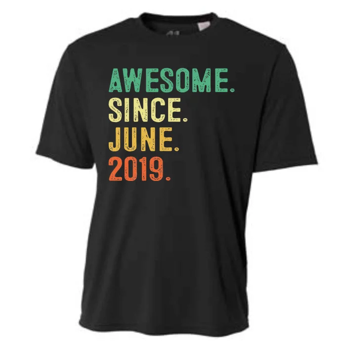 Awesome Since June 2019 4th Birthday Gift 4 Year Old Cooling Performance Crew T-Shirt