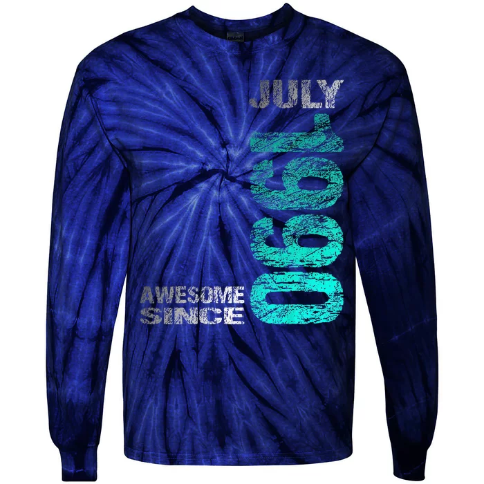 Awesome Since July 1990 33th Birthday Born 1990 Tie-Dye Long Sleeve Shirt