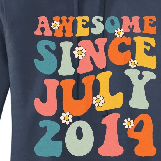 Awesome Since July 2014 Hippie Retro Groovy Birthday Women's Pullover Hoodie