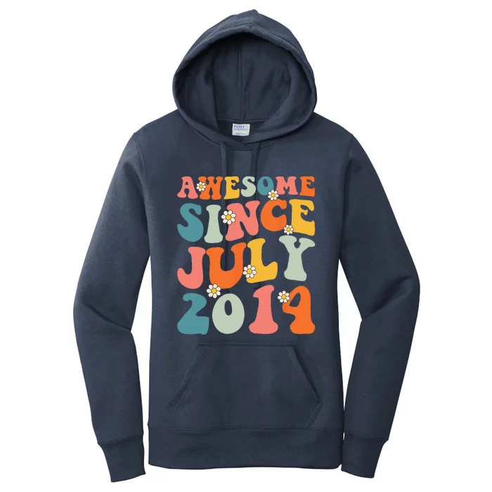 Awesome Since July 2014 Hippie Retro Groovy Birthday Women's Pullover Hoodie