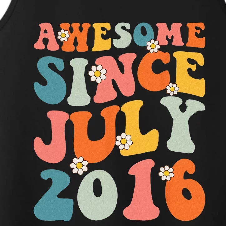 Awesome Since July 2016 Hippie Retro Groovy Birthday Performance Tank