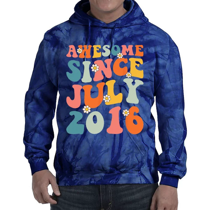 Awesome Since July 2016 Hippie Retro Groovy Birthday Tie Dye Hoodie