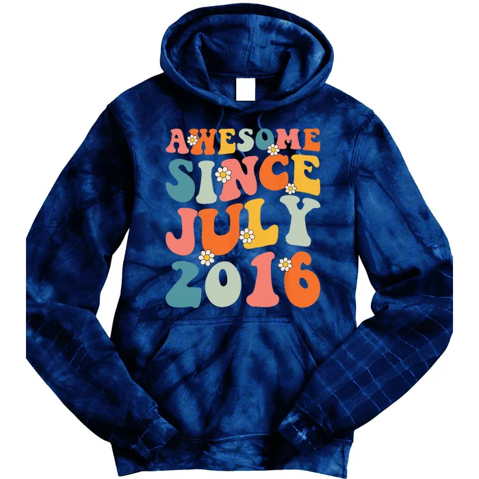 Awesome Since July 2016 Hippie Retro Groovy Birthday Tie Dye Hoodie