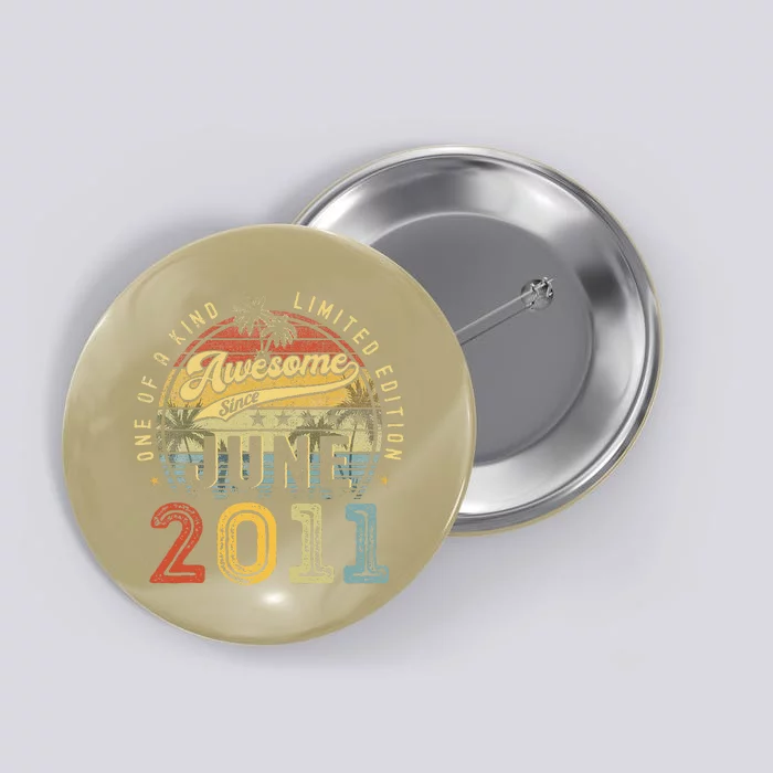 Awesome Since June 2011 Vintage 12th Birthday Party Retro Button