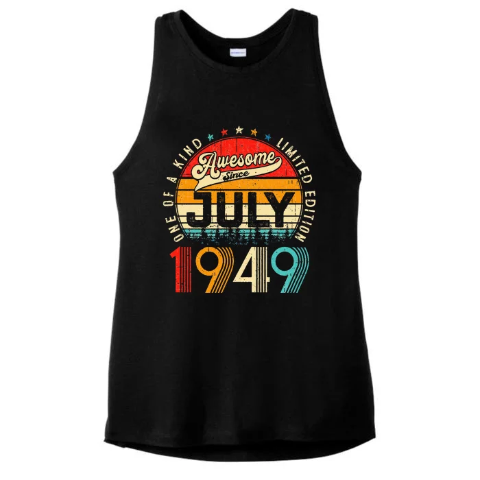 Awesome Since July 1949 Limited Edition 74th Birthday Ladies Tri-Blend Wicking Tank