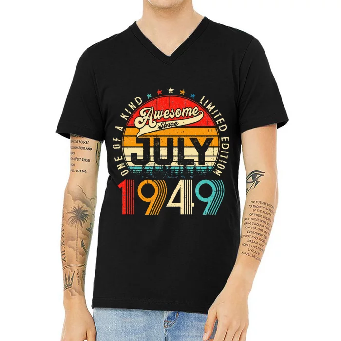 Awesome Since July 1949 Limited Edition 74th Birthday V-Neck T-Shirt