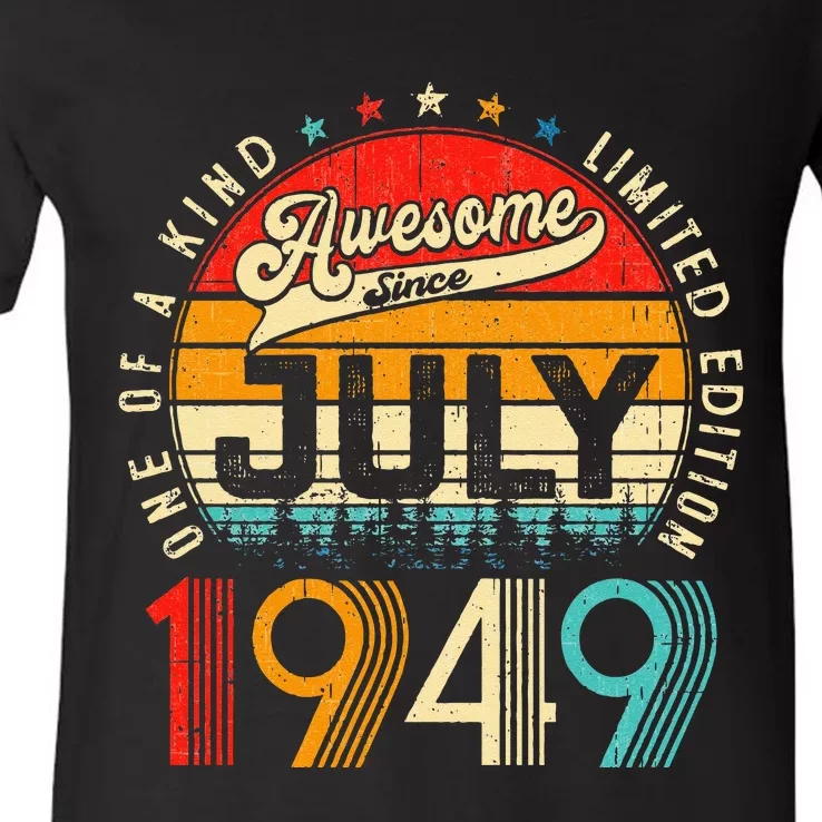 Awesome Since July 1949 Limited Edition 74th Birthday V-Neck T-Shirt