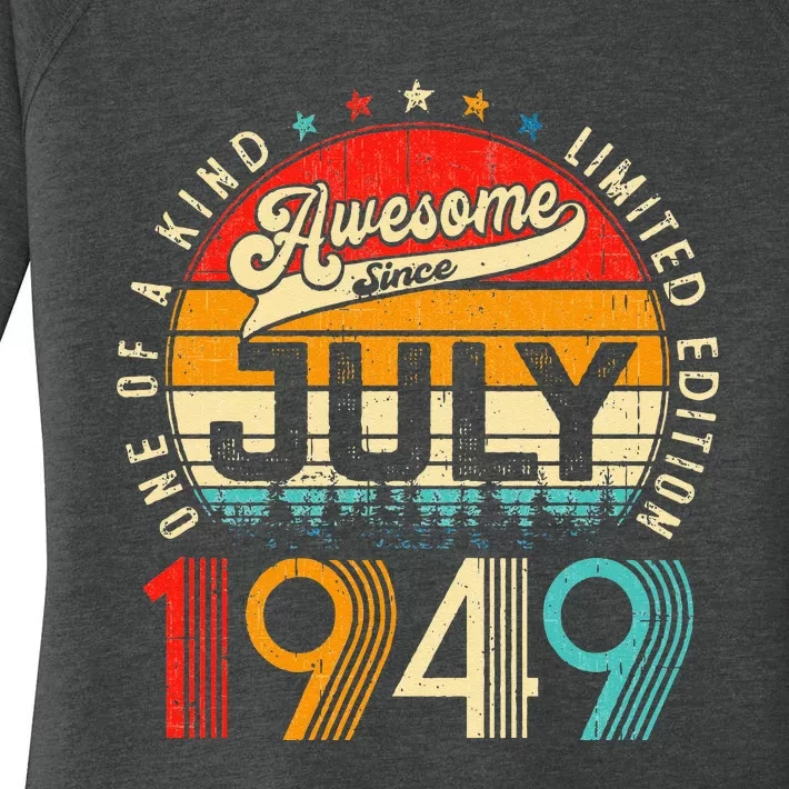 Awesome Since July 1949 Limited Edition 74th Birthday Women's Perfect Tri Tunic Long Sleeve Shirt