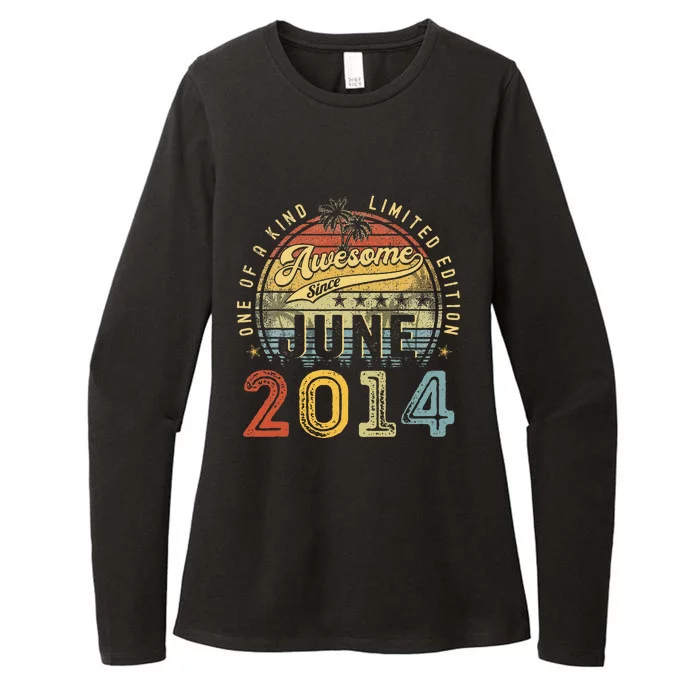 Awesome Since June 2014 Vintage 9th Birthday Party Retro Womens CVC Long Sleeve Shirt