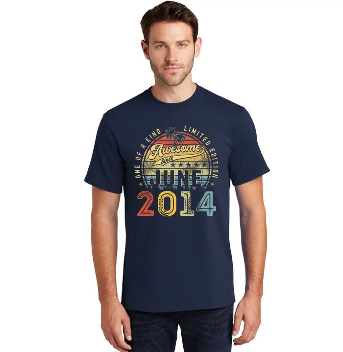 Awesome Since June 2014 Vintage 9th Birthday Party Retro Tall T-Shirt