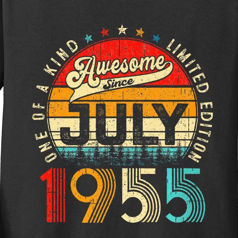 Awesome Since July 1955 Limited Edition 68th Birthday Kids Long Sleeve Shirt