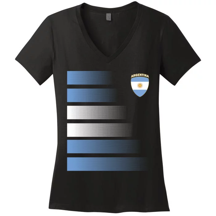 Argentina Soccer Jersey Football Argentina Soccer Pullover Hoodie Women's V-Neck T-Shirt