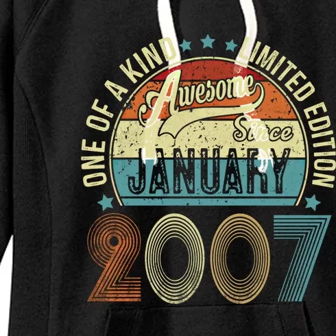 Awesome Since January 2007 Funny Gift 16 Year Old 16th Birthday Cute Gift Women's Fleece Hoodie