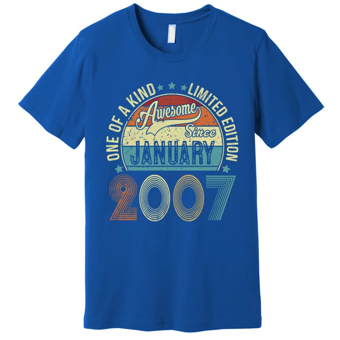 Awesome Since January 2007 Funny Gift 16 Year Old 16th Birthday Cute Gift Premium T-Shirt