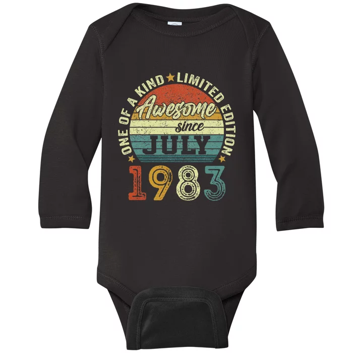 Awesome Since July 1983 40 Year Old 40th Birthday Gifts Baby Long Sleeve Bodysuit