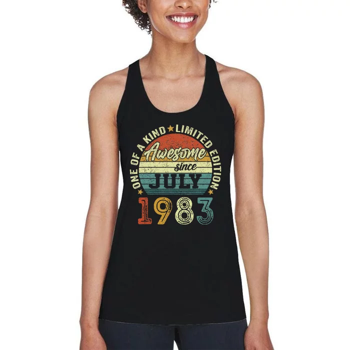 Awesome Since July 1983 40 Year Old 40th Birthday Gifts Women's Racerback Tank