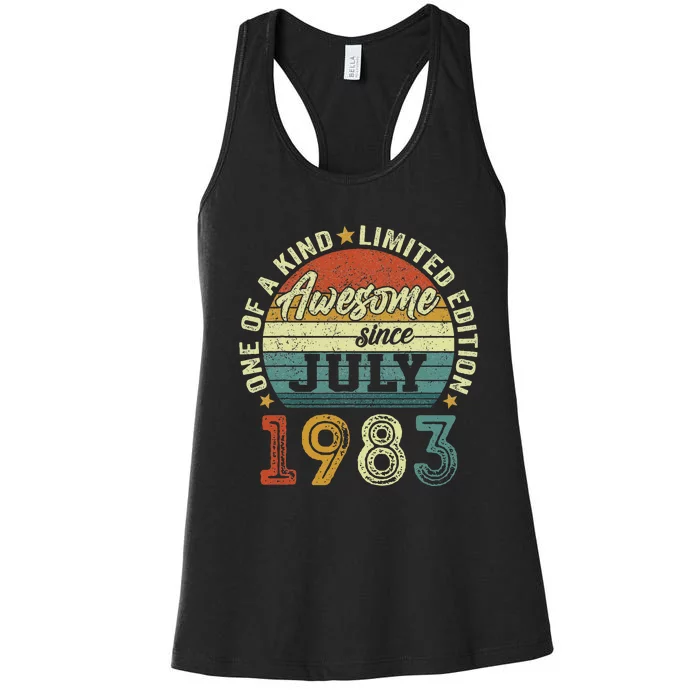 Awesome Since July 1983 40 Year Old 40th Birthday Gifts Women's Racerback Tank